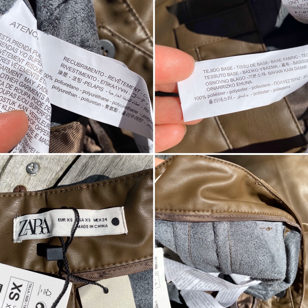 🍂 ZARA ASH BROWN FAUX LEATHER FULL LENGTH STRAIGHT LEG HIGH WAIST PANTS! - Picture 11 of 16